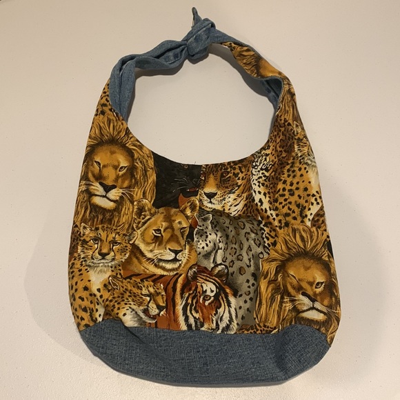 Handmade reversible denim tote bag - Picture 2 of 6